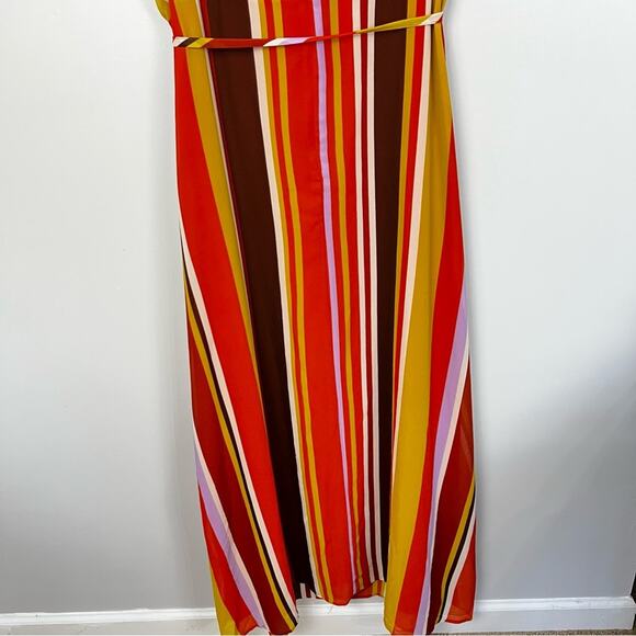 Forever21 Retro Striped Double V neck Candy-cane Stripe Maxi Dress Size 2X NEW - Picture 10 of 12